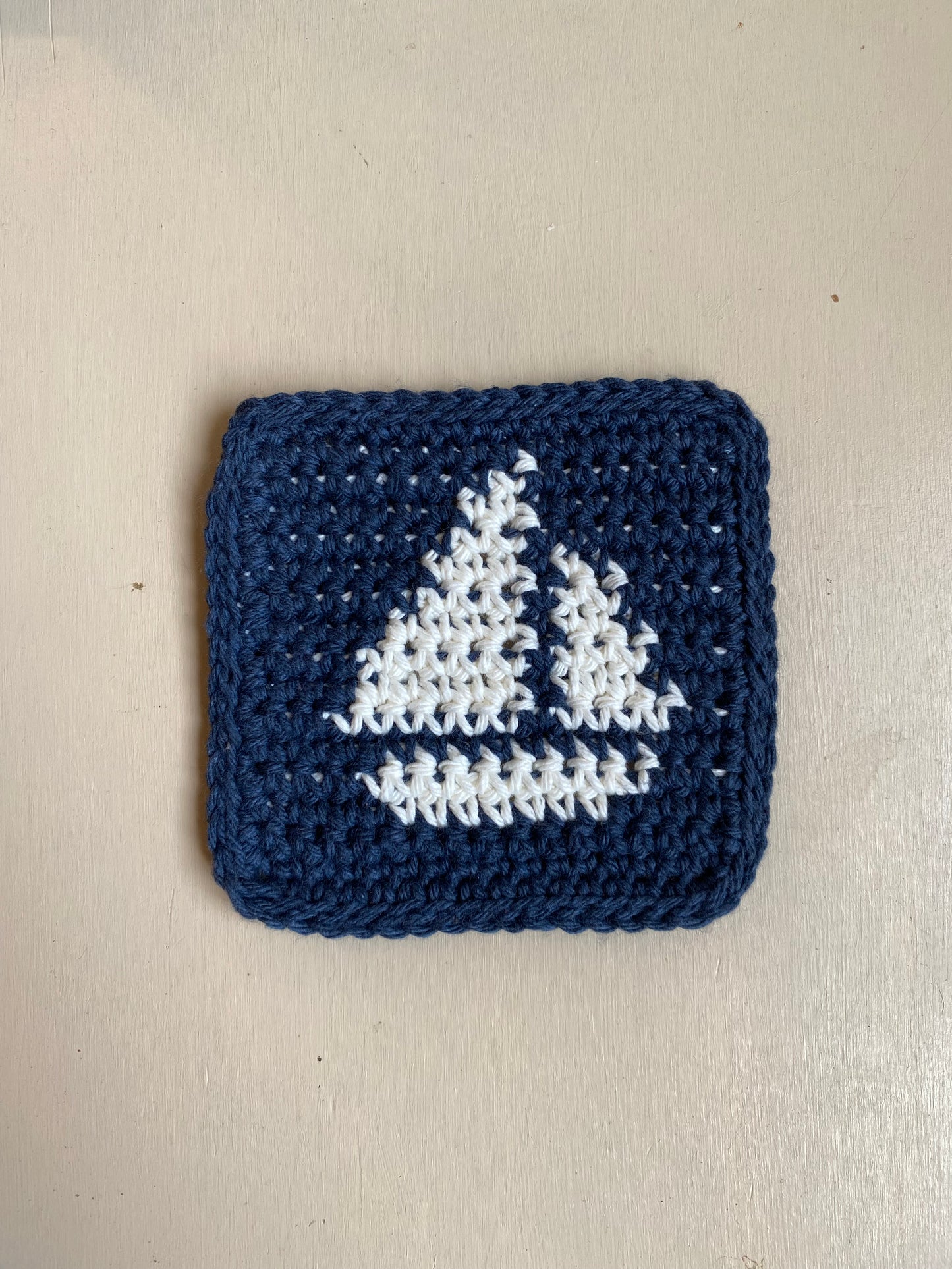 Nautical Crochet Coasters - Navy Blue & Cream