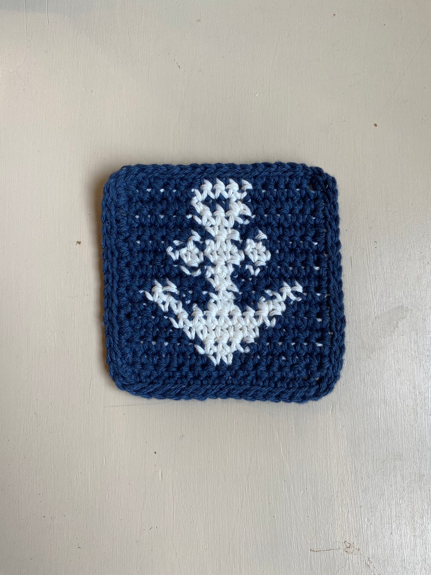 Nautical Crochet Coasters - Navy Blue & Cream