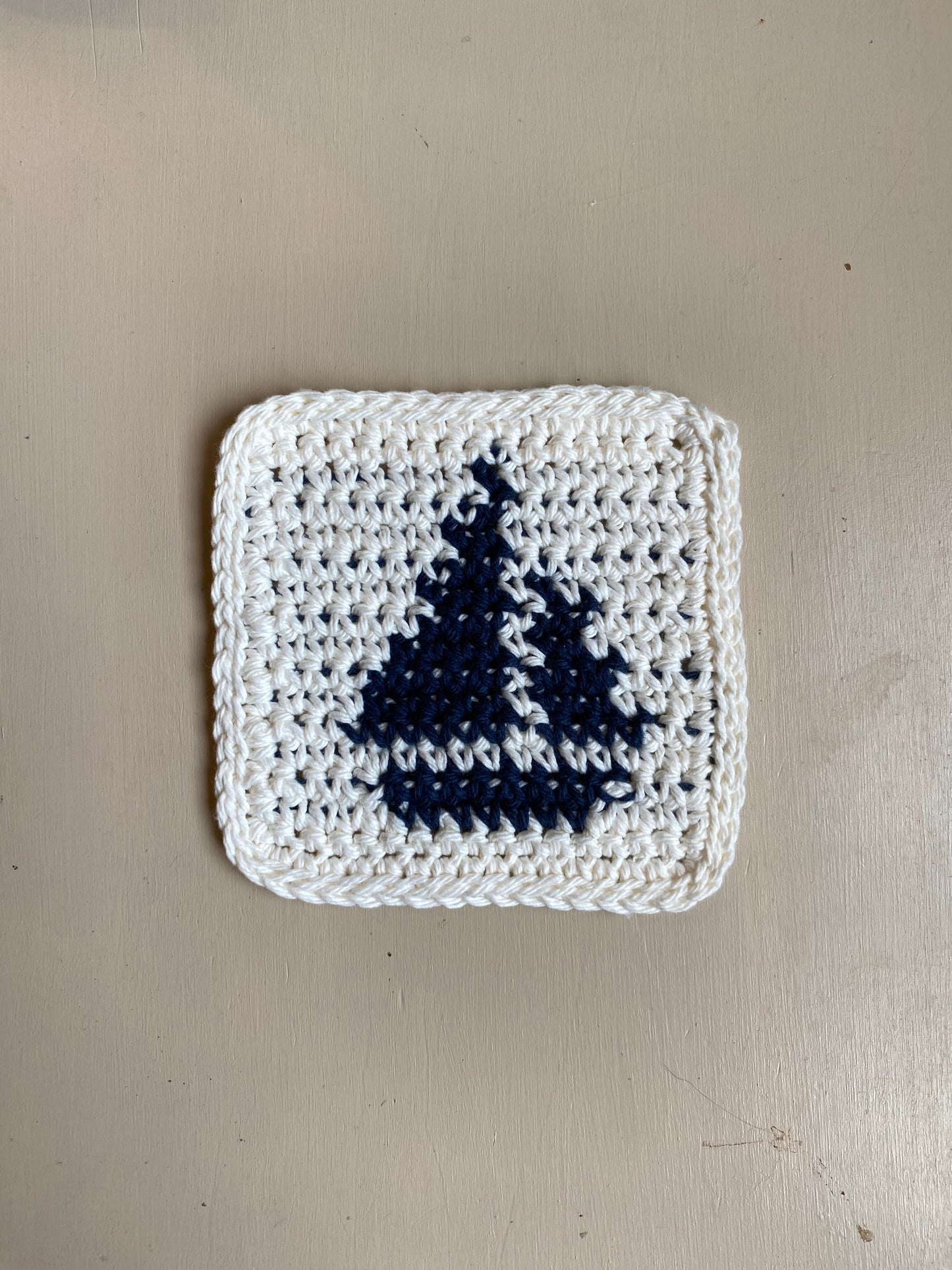 Nautical Crochet Coasters - Navy Blue & Cream