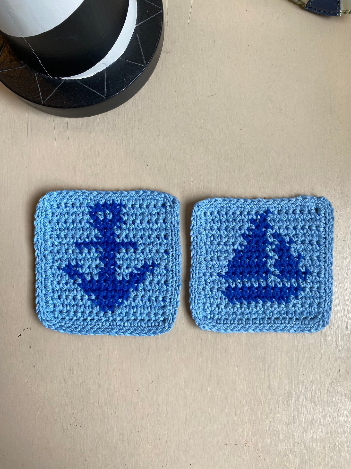 Nautical Crochet Coasters - Royal & Chambray Blue