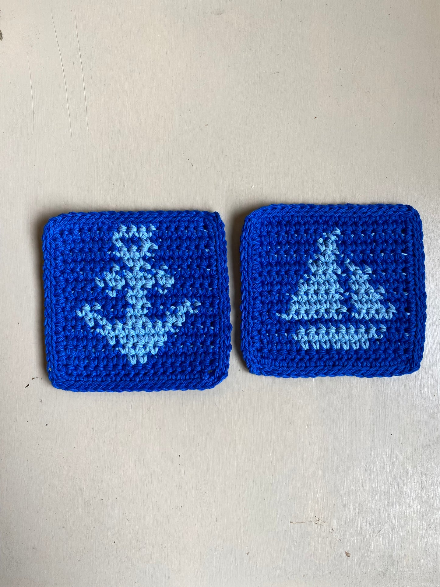 Nautical Crochet Coasters - Royal & Chambray Blue