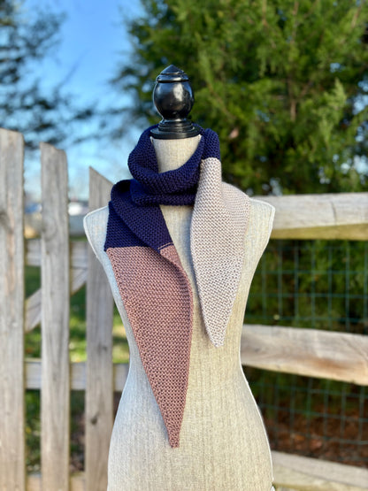 Knit Colorblock Scarf - Navy, Bark and Silver