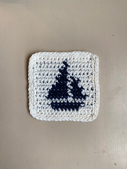 Nautical Crochet Coasters - Navy Blue & Cream
