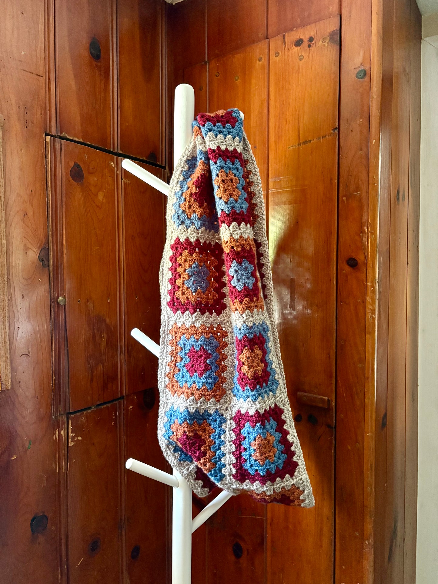 Granny Double Wrap Cowl - Rust & Maroon