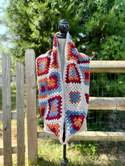 Granny Double Wrap Cowl - Rust & Maroon