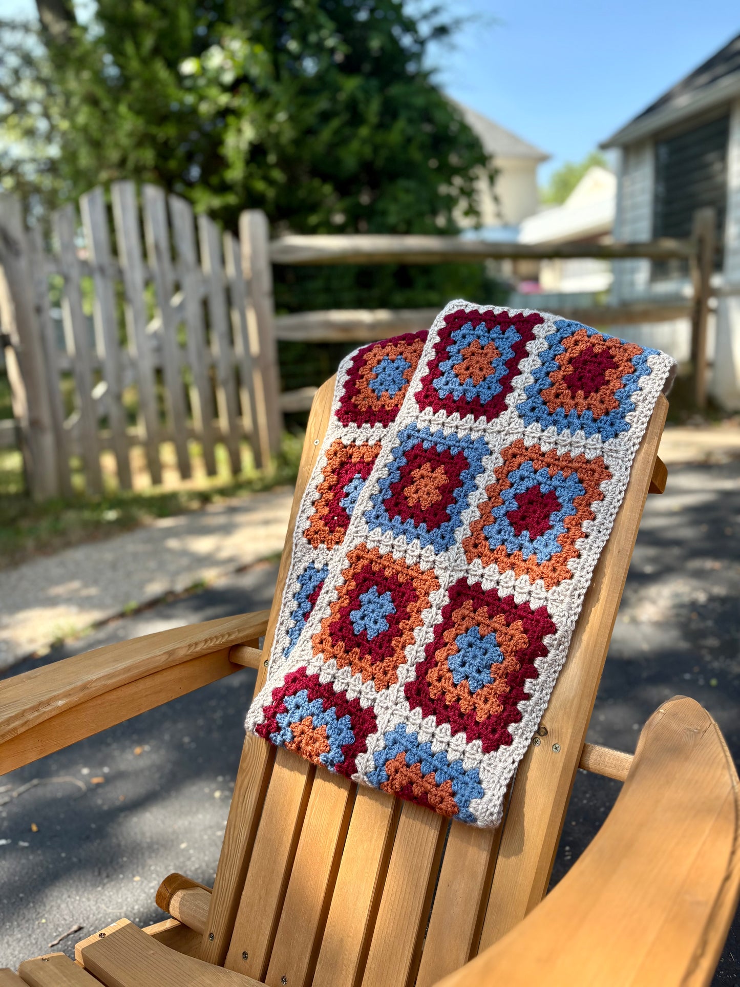 Granny Double Wrap Cowl - Rust & Maroon
