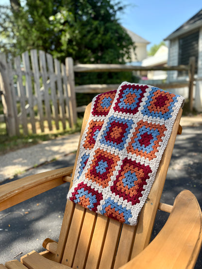 Granny Double Wrap Cowl - Rust & Maroon