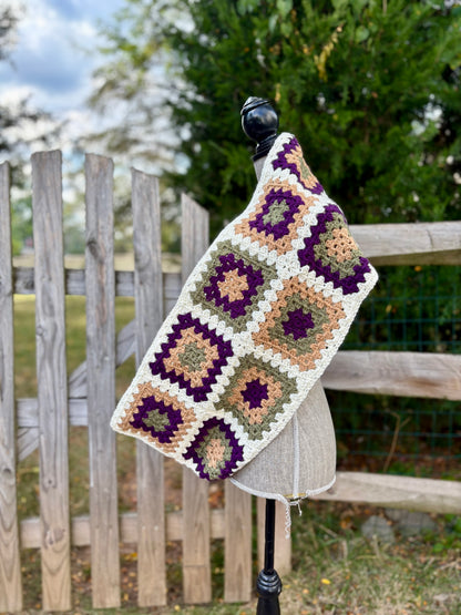 Granny Double Wrap Cowl - Aubergine & Olive