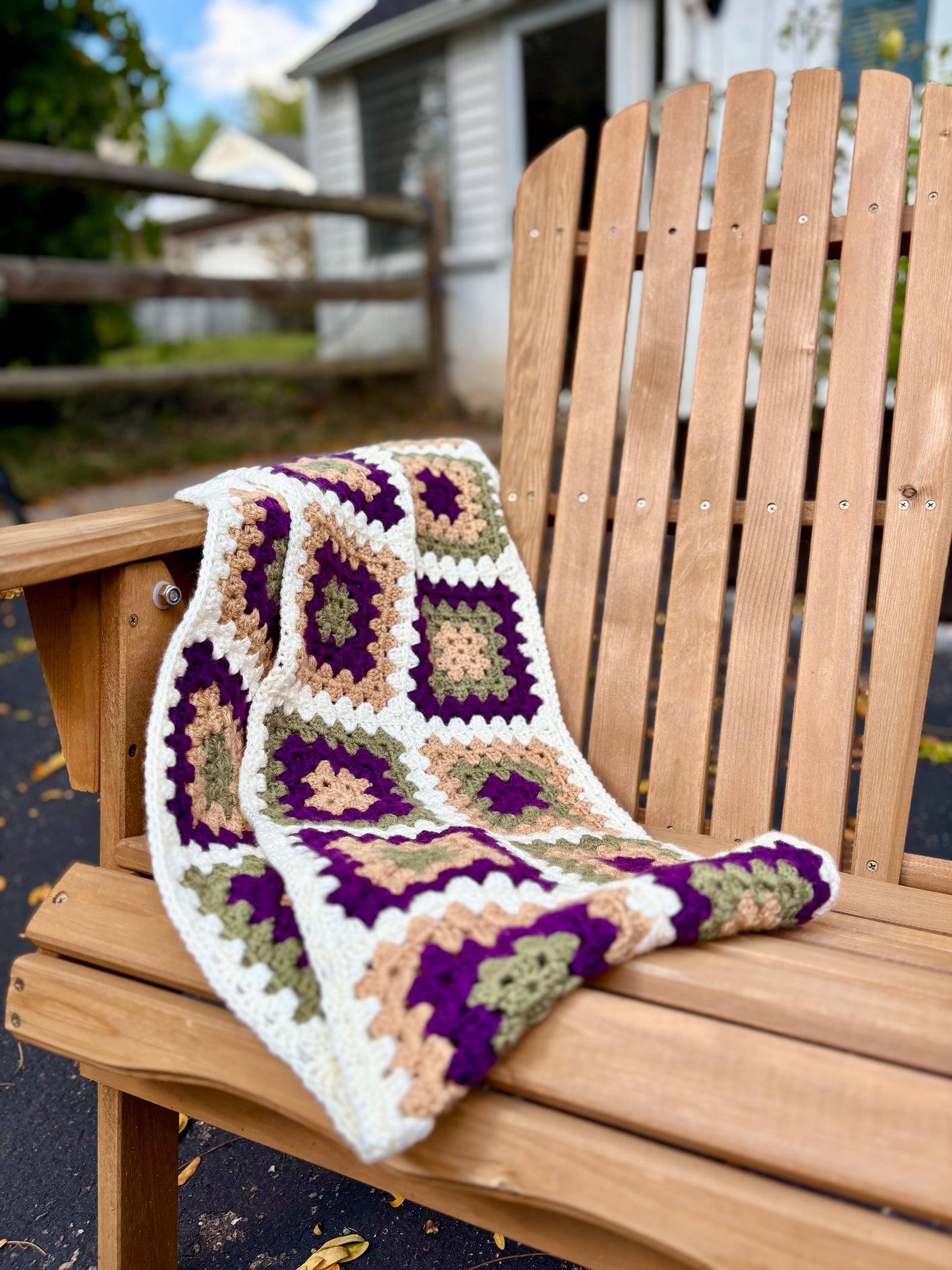 Granny Double Wrap Cowl - Aubergine & Olive