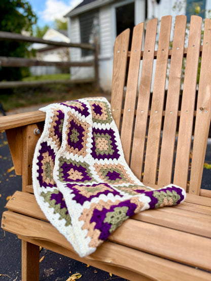 Granny Double Wrap Cowl - Aubergine & Olive