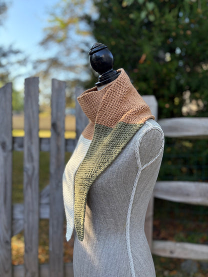 Knit Colorblock Scarf - Caramel, Spruce and Cream
