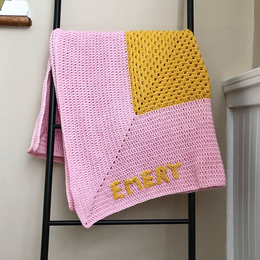 Modern Customizable Granny Baby Blanket with Optional Name