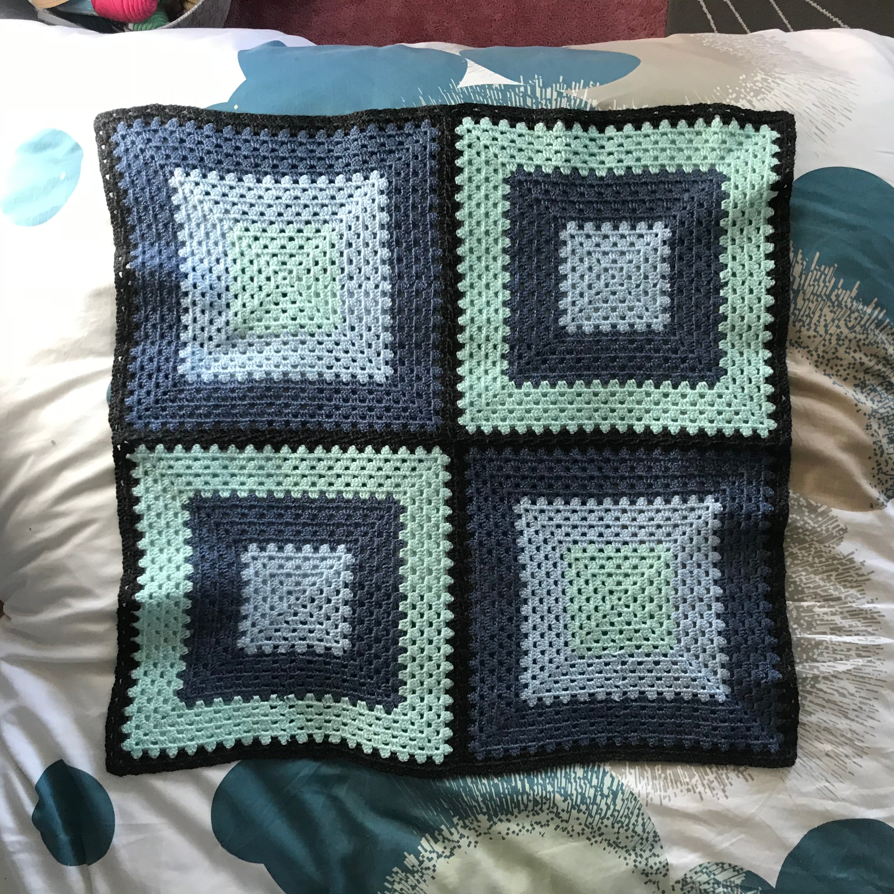 Handmade Granny Square Crocheted Blanket on sale