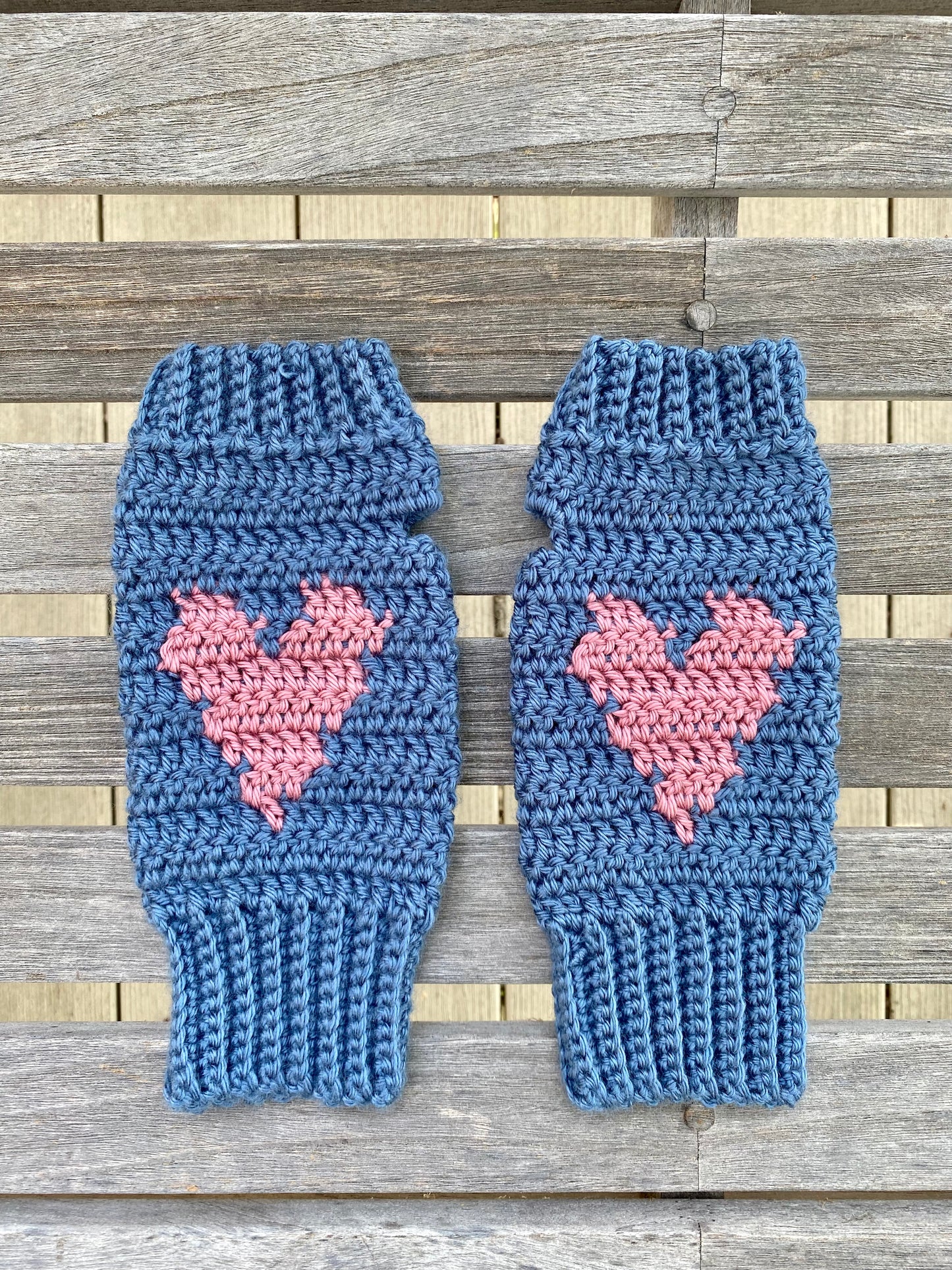 Crochet Fingerless Heart Gloves