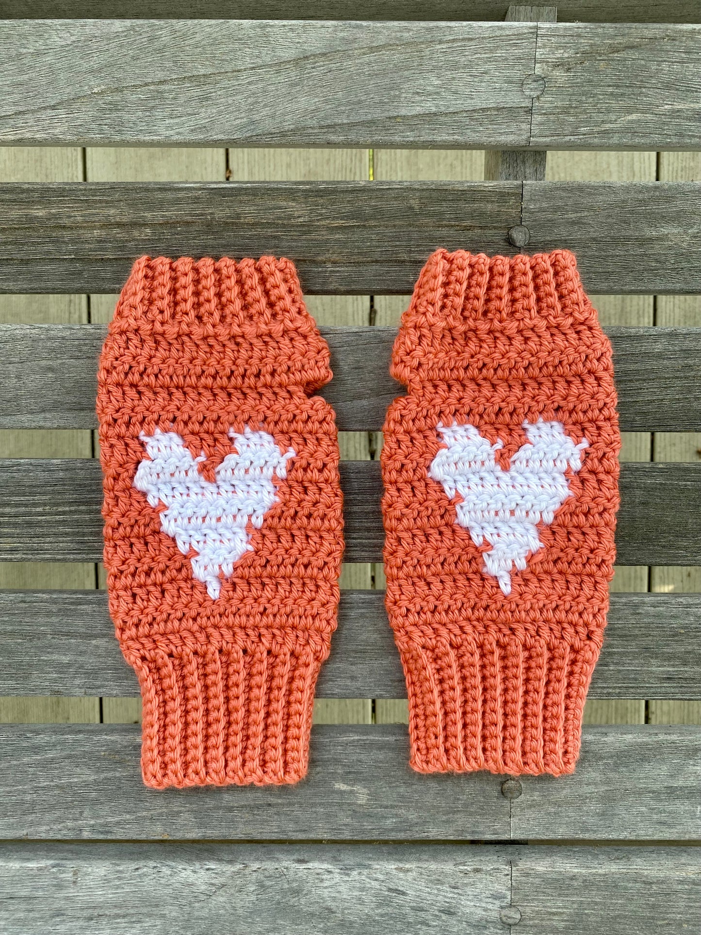 Crochet Fingerless Heart Gloves