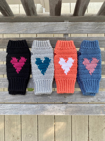 Crochet Fingerless Heart Gloves