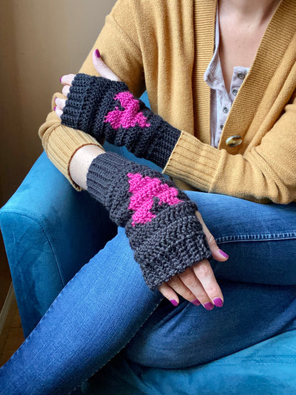 Crochet Fingerless Heart Gloves