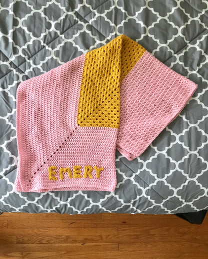 Modern Customizable Granny Baby Blanket with Optional Name