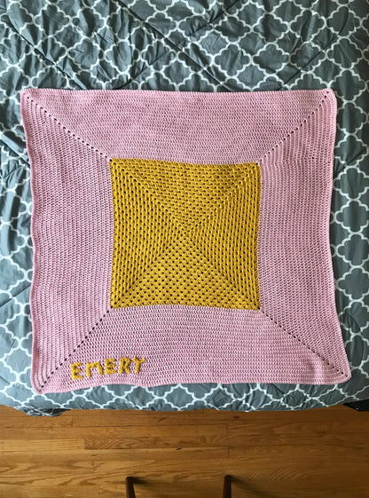 Modern Customizable Granny Baby Blanket with Optional Name