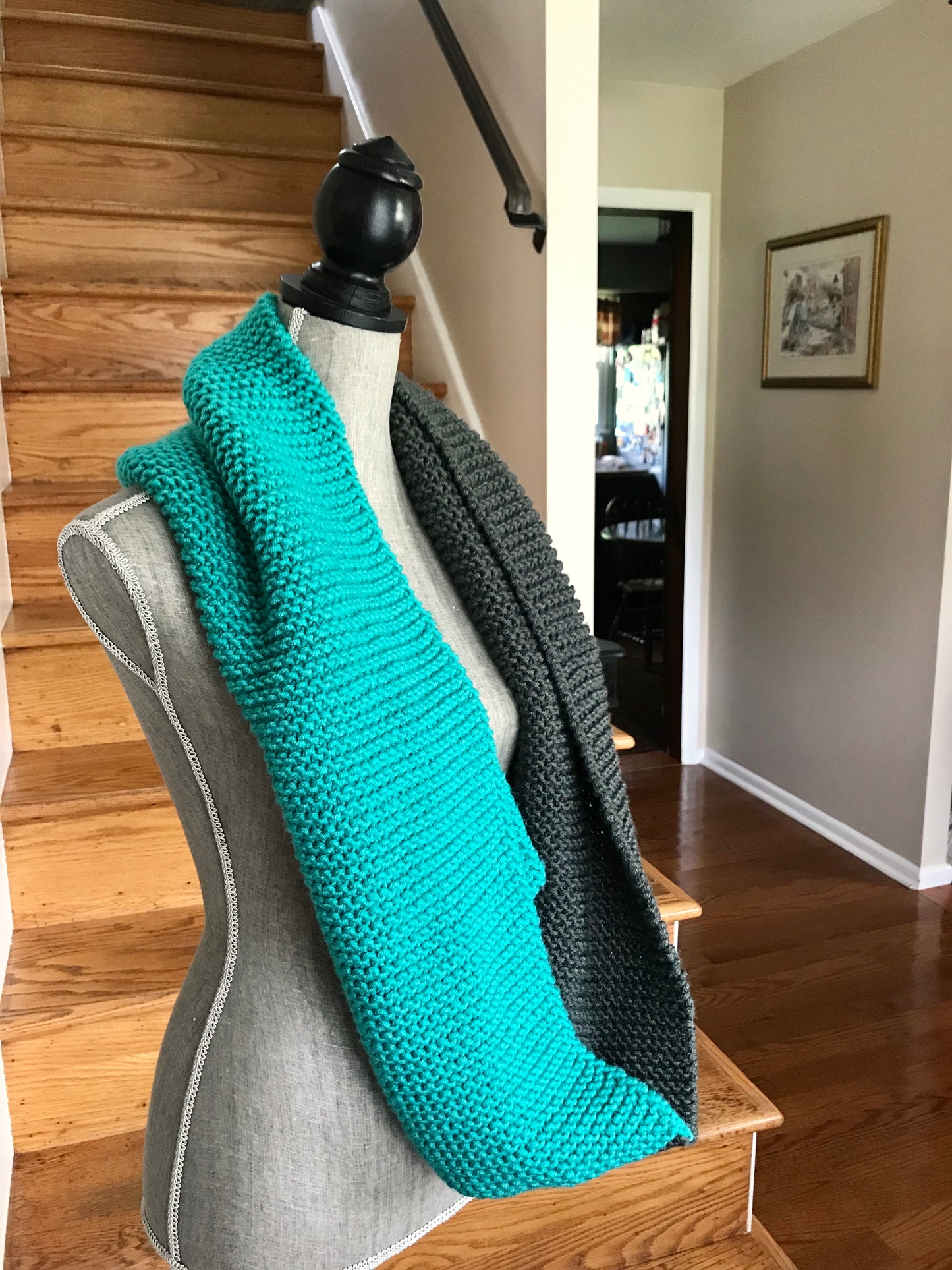 Bulky Two-Toned Knit Infinity Scarf